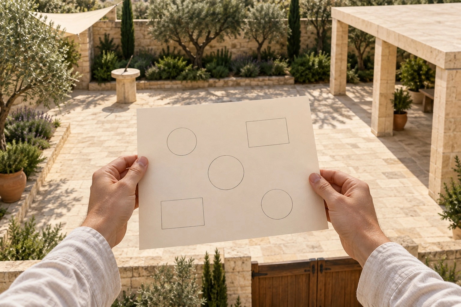 A courtyard layout illustrates an arrangement for a company event.